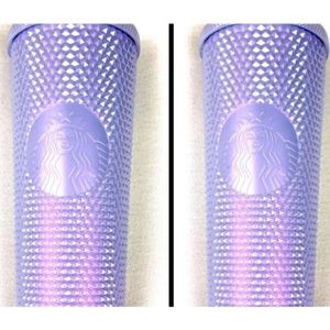 2 tumblers Starbucks 2021 Holiday lilac Studded Studs Cold Cups Venti 24oz